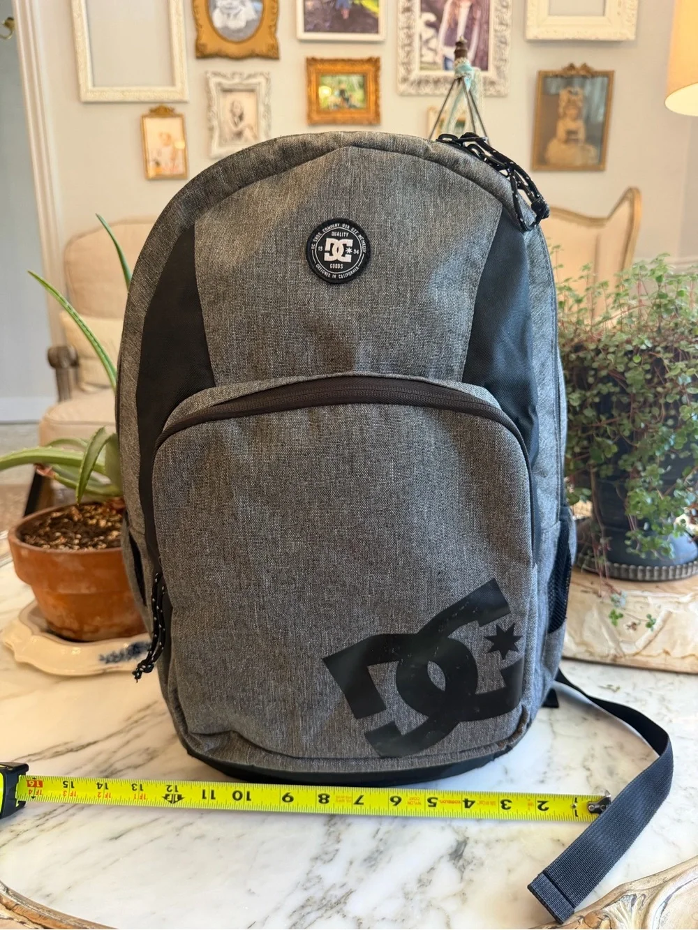 DC Grey and Black Men's Backpack with Logo